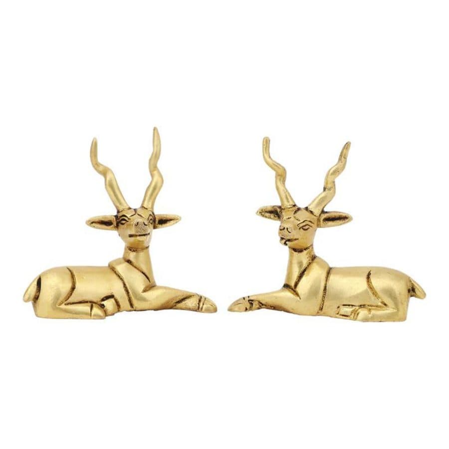 Brass Deer Statue (Small Pair)
