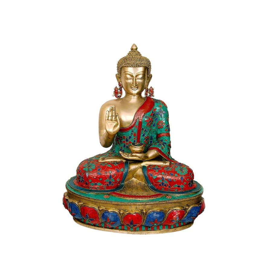 Turquoise Bronze Buddha Statue