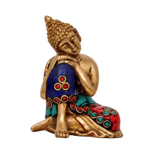Religious Brass Lord Buddha Resting Statue- A peaceful Decorative Figurine
