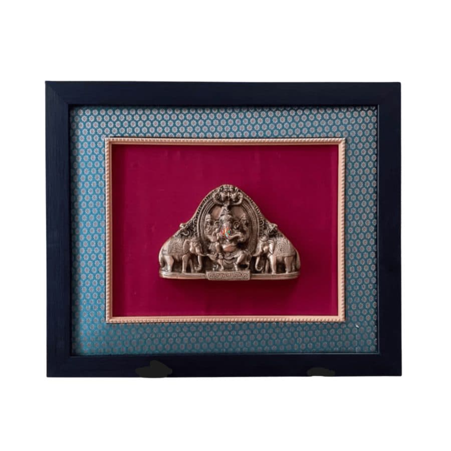 Brass Ganesha with Elephant | Framed Wall Hanging DÃ©cor