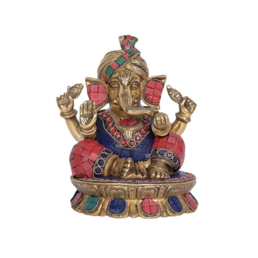 Brass Stone sitting Ganesha