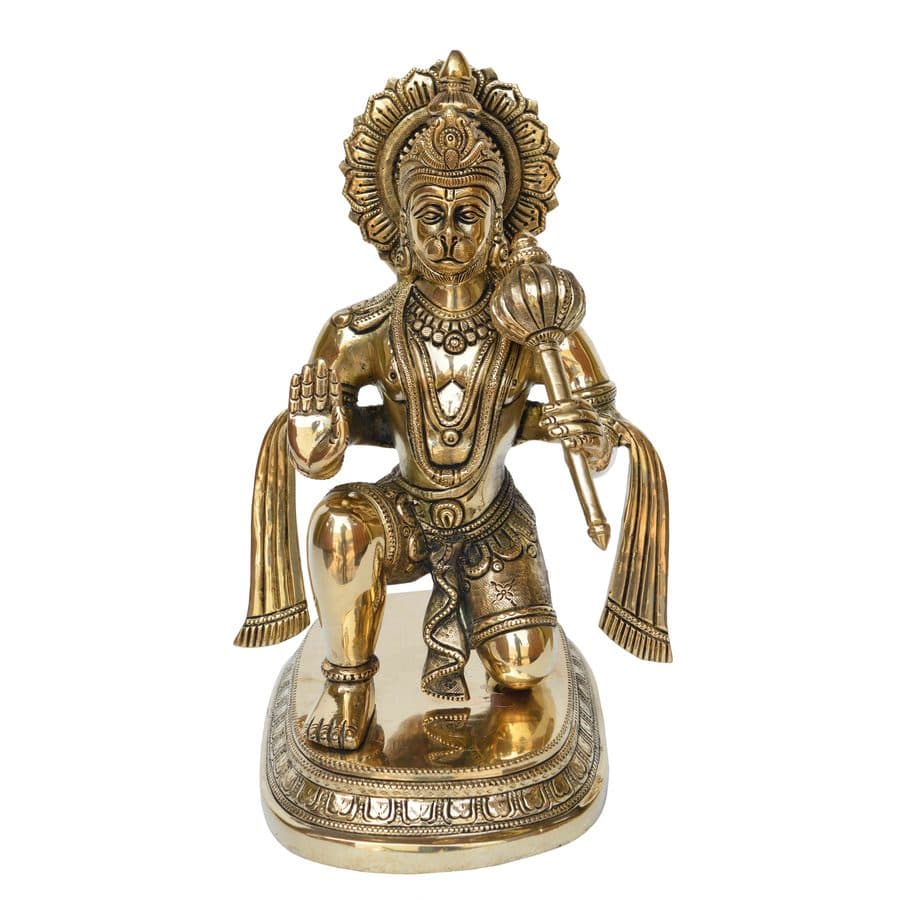Lord sitting hanuman ji brass metal statue