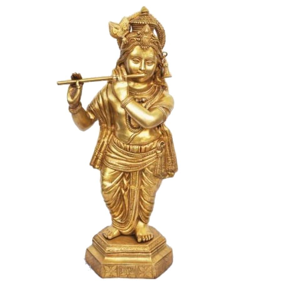 Brass Krishna Sculpture