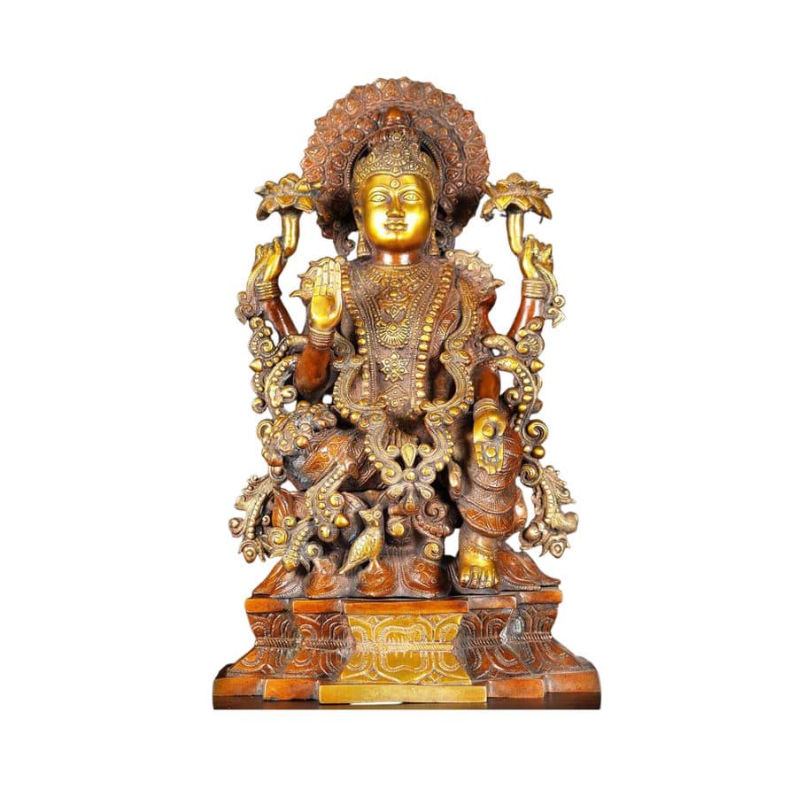 Bronze finish Hindu goddess Laxmi Sculpture