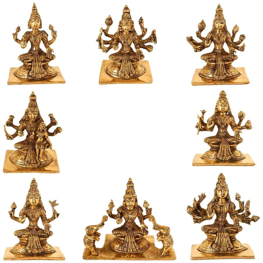 ASHTALAXMI Brass Statue Set of 8 pieces