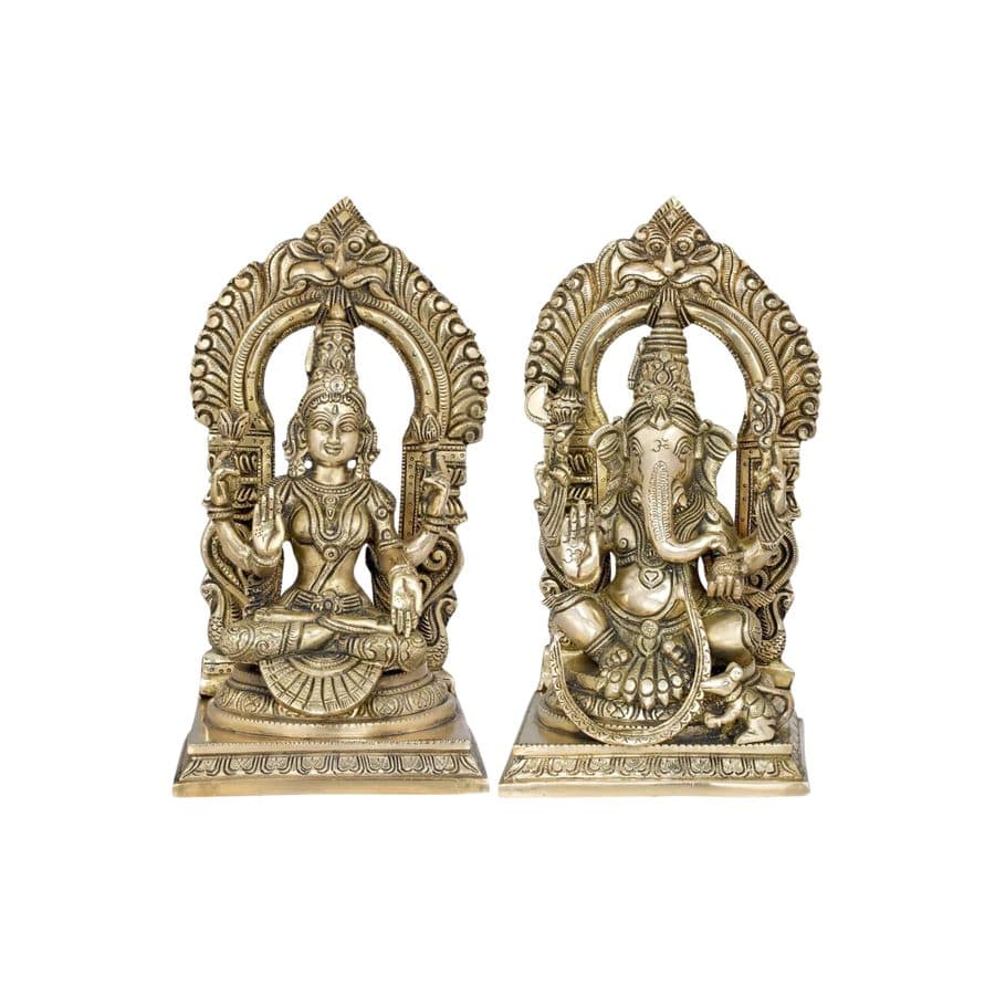 Brass Ganesh Lakshmi Statue