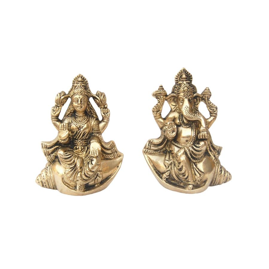 Brass Ganesh Laxmi Statue