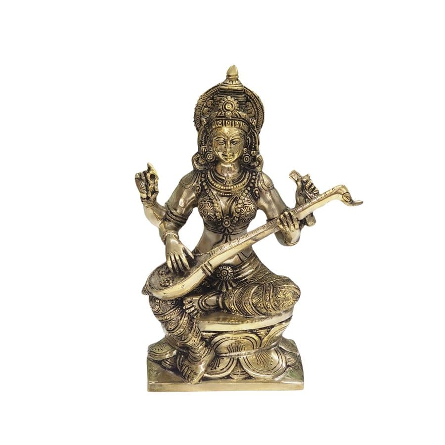 Brass Goddess Saraswati on Swan