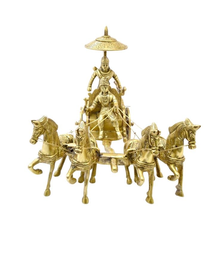 Brass Krishna Arjuna Rath Showpiece