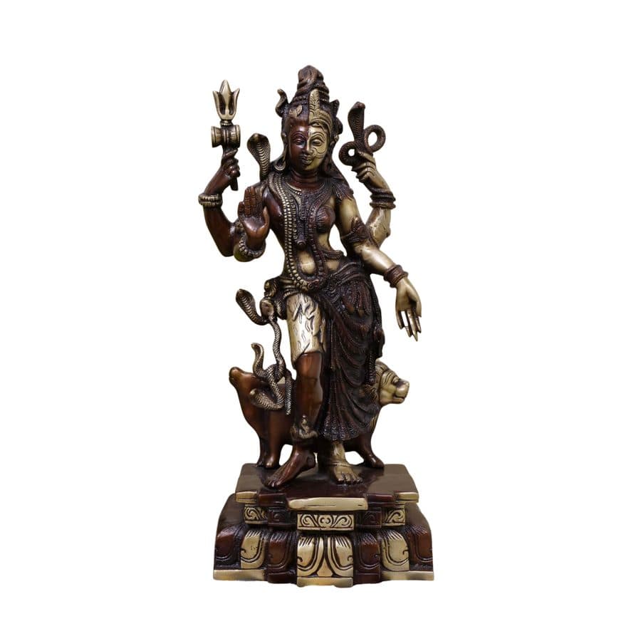 Brass Lord Shiva and Ardhanarishvara Statue
