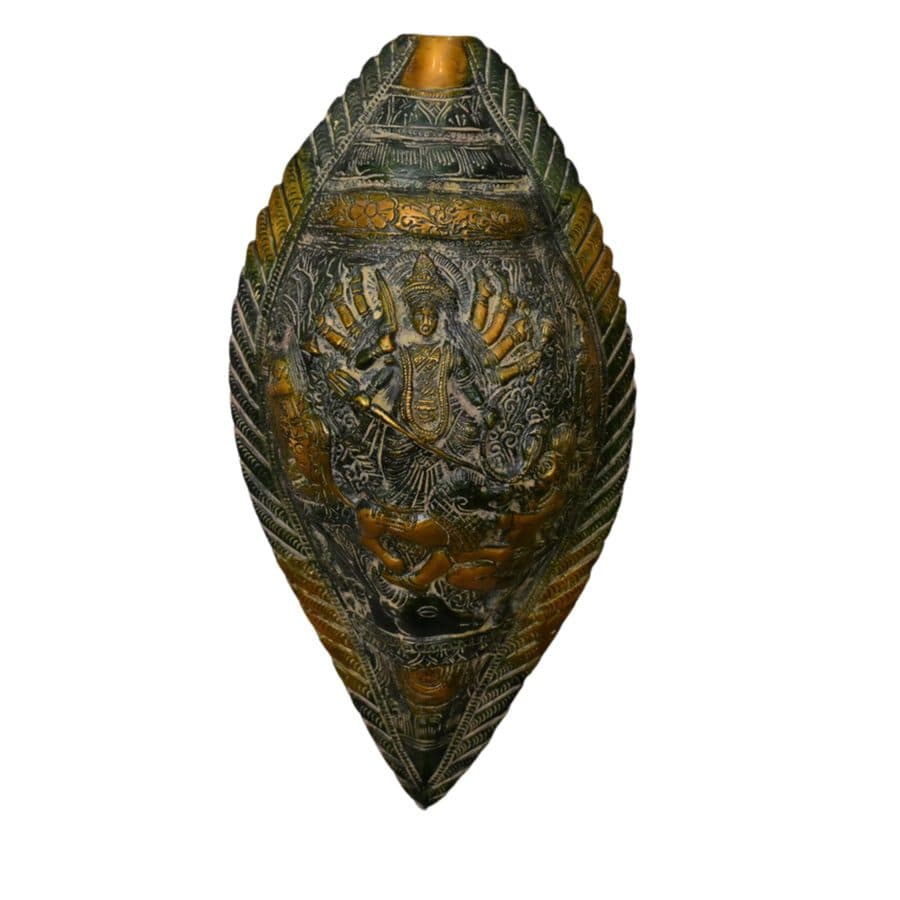Brass Maa Kali Carved Half / Wall conch