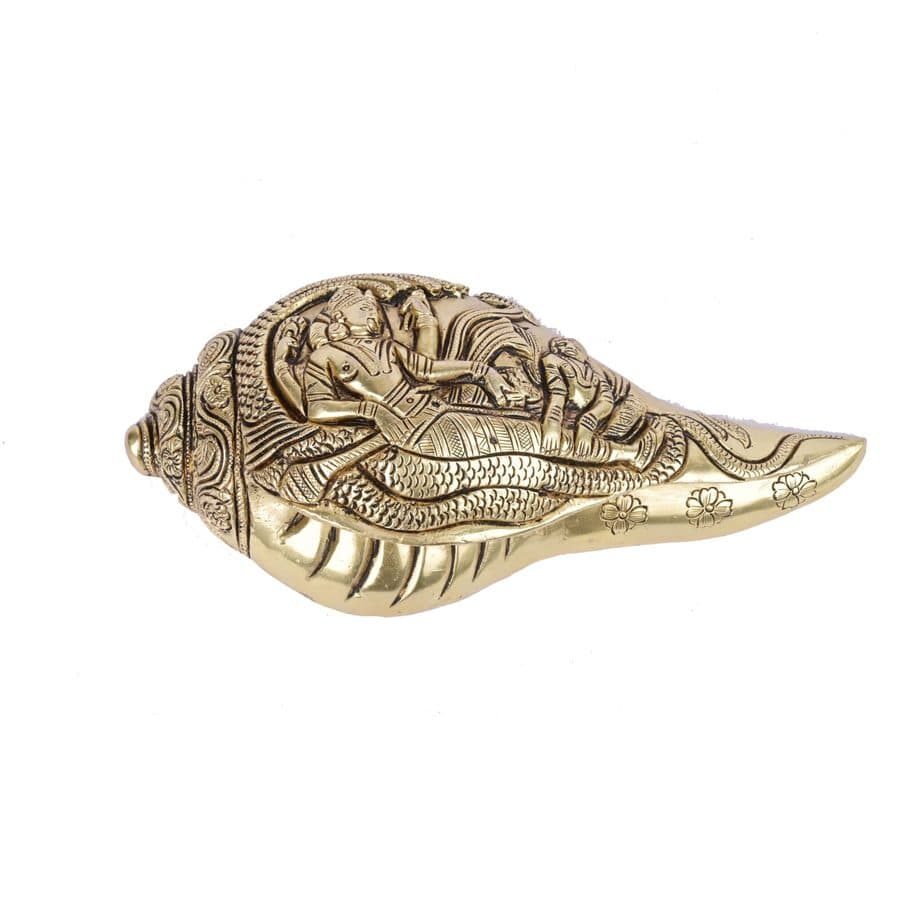 Brass Super Fine Quality Load Vishnu Laxmi Half Sankhu