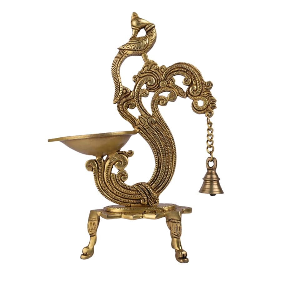 Brass Diya Stand with Bell