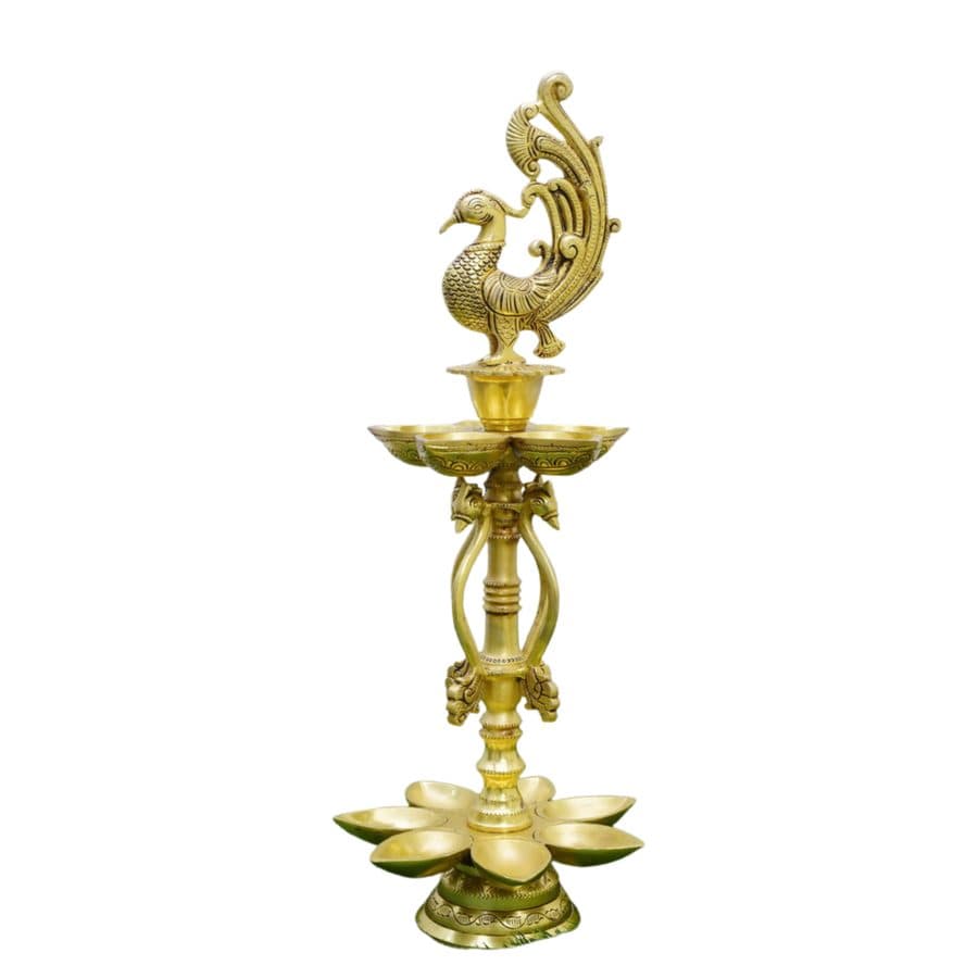 Brass Peacock Diya lamp