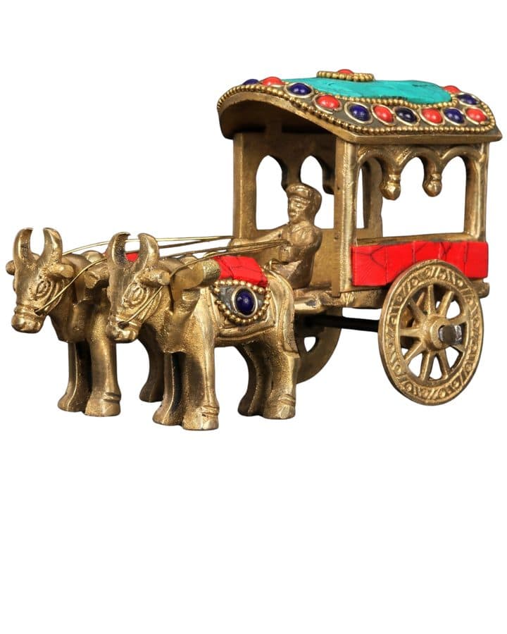 Brass Bullock Cart with Inlay Work
