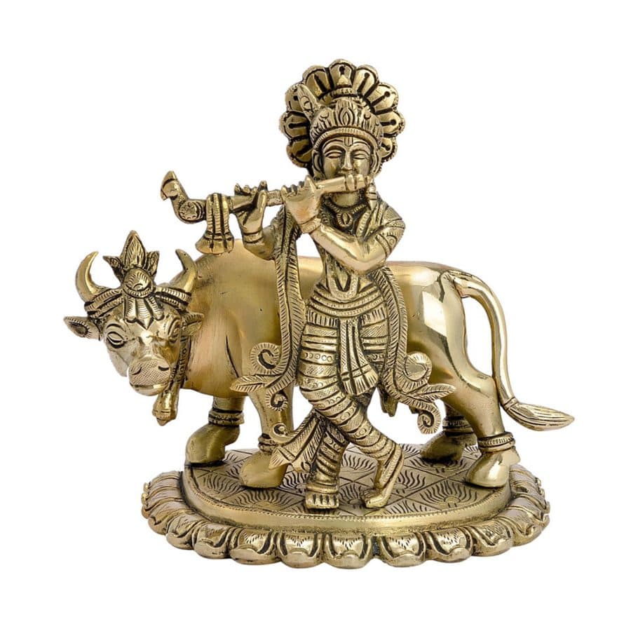 Cow Krishna Lord krishna and cow Decorative Showpiece