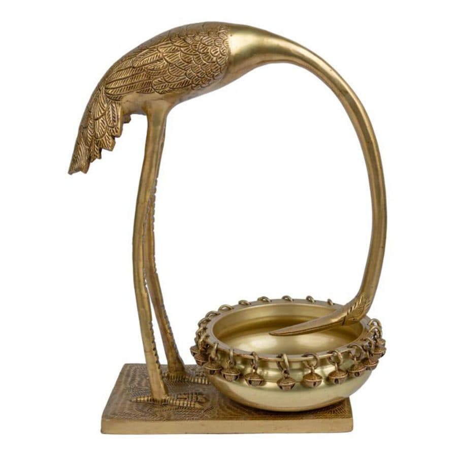 Brass Crane Bird Urli Bowl