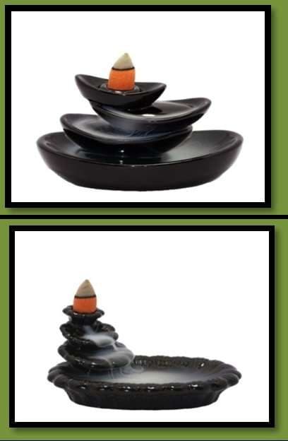 New Ceramic/Resin Boat Black Flow Smoke Fountain With Cones B