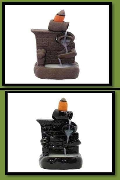 New Ceramic Mattki Black Back Flow Smoke Fountain With Cones B