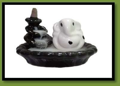 New Ceramic Boat With White Ganesha Back Flow Smoke Fountain With Cones