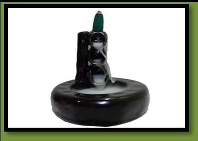 Ceramic/ Resin tap Black Back Flow Smoke Fountain With Cones