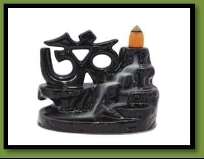 Ceramic/Resin Om Black Back Flow Smoke Fountain With Cones