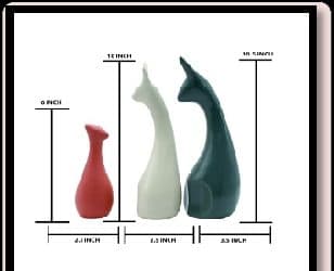 Ceramic Deer Set Of ( x Red, Grey & White ) x