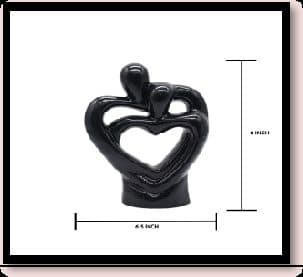 Ceramic Heart Couple Old Black