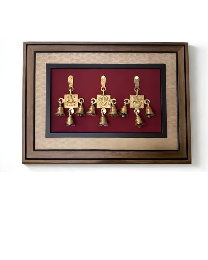 Decorative Lakshmi, Ganesha and Saraswati in Brass | Wooden Wall Hanging Frame