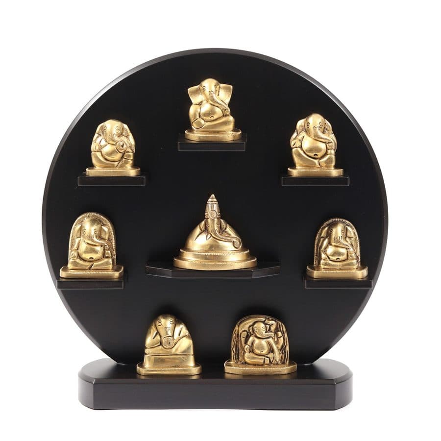 Set of Asthavinayak Idols with Wooden Frame | Wall Hanging
