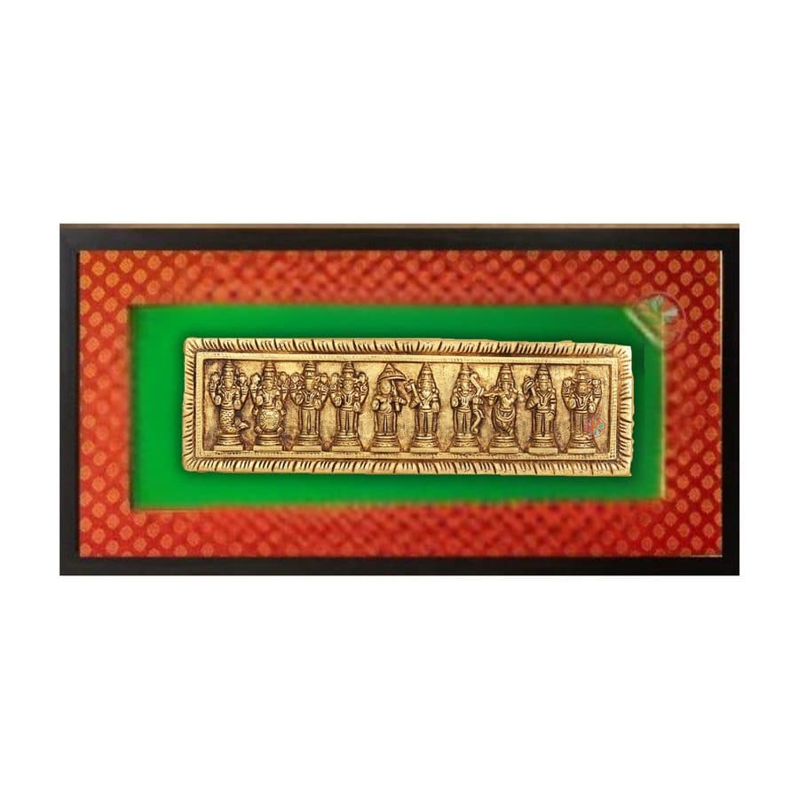Lord Dashavatar Vishnu in Brass | Wooden Wall Hanging Frame