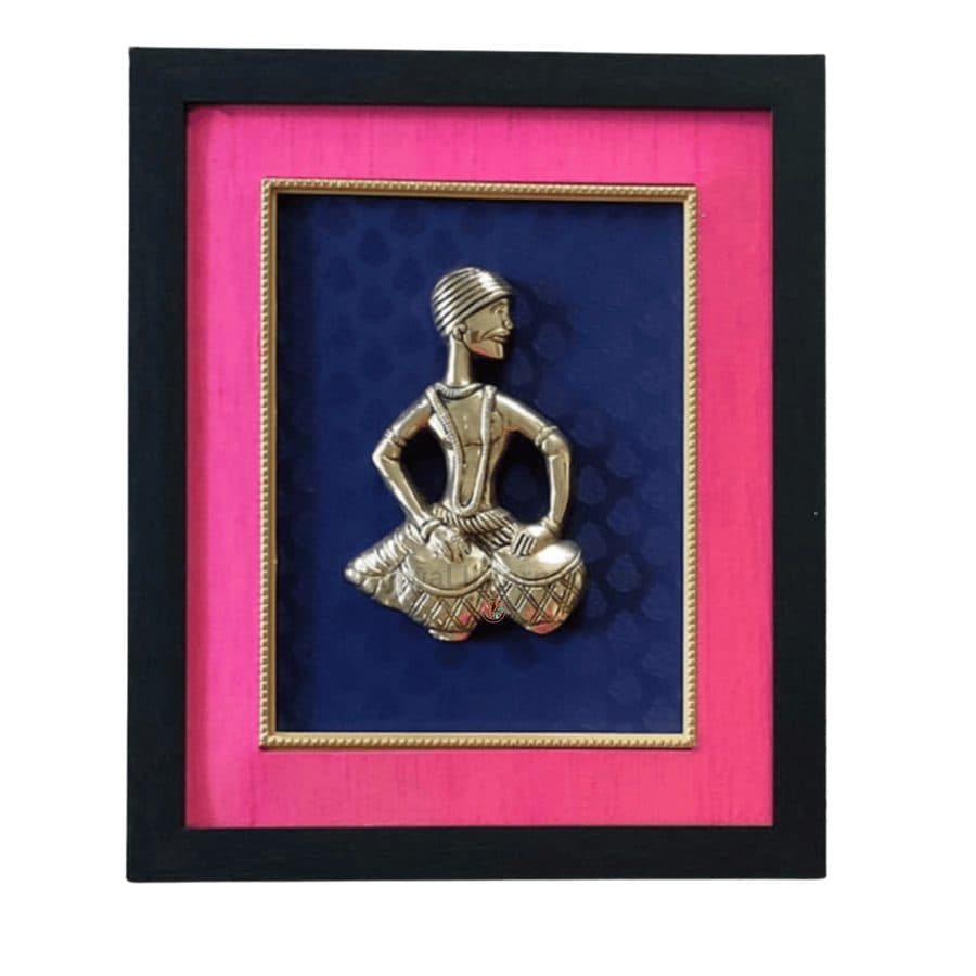 Brass Musician Wall DÃ©cor on Wooden Frame