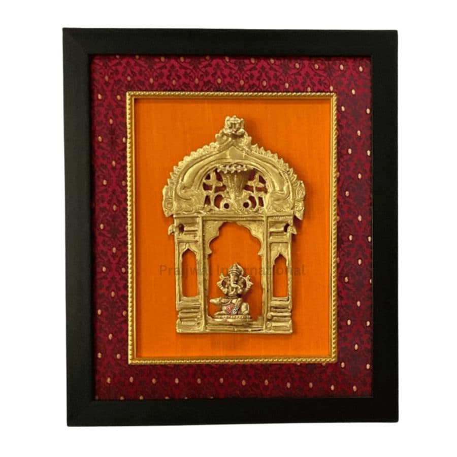 Framed Brass Prabhavali with Ganesh | Traditional Wall Hanging