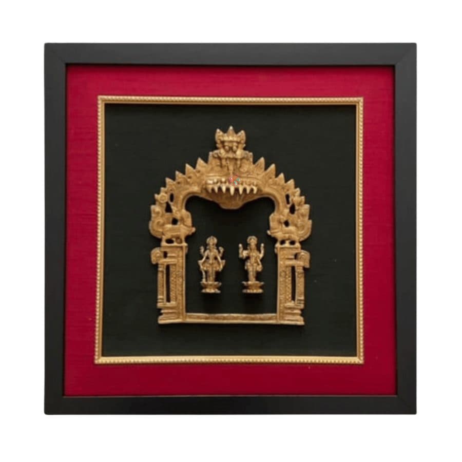 Framed Brass Prabhavali | Traditional Temple Arch Wall DÃ©cor