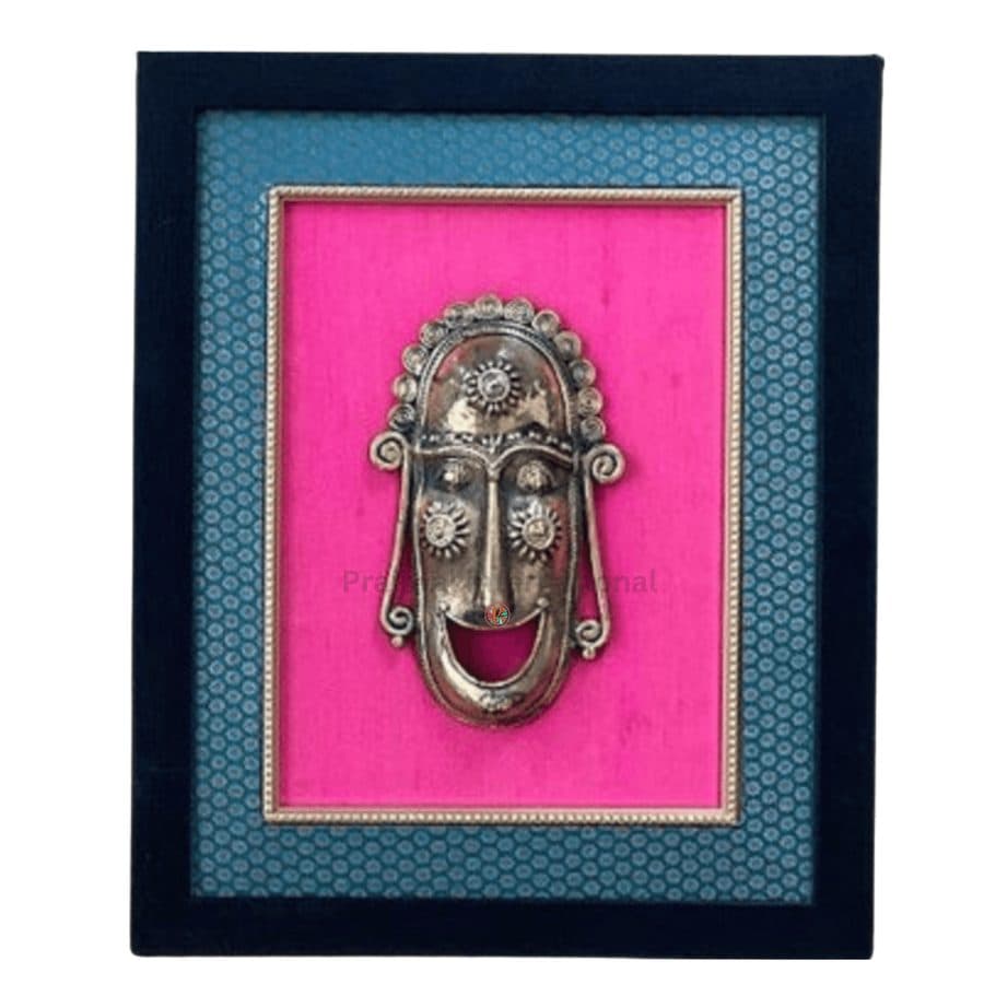 Smiling Face Dhokra Mask Wall Hanging frame