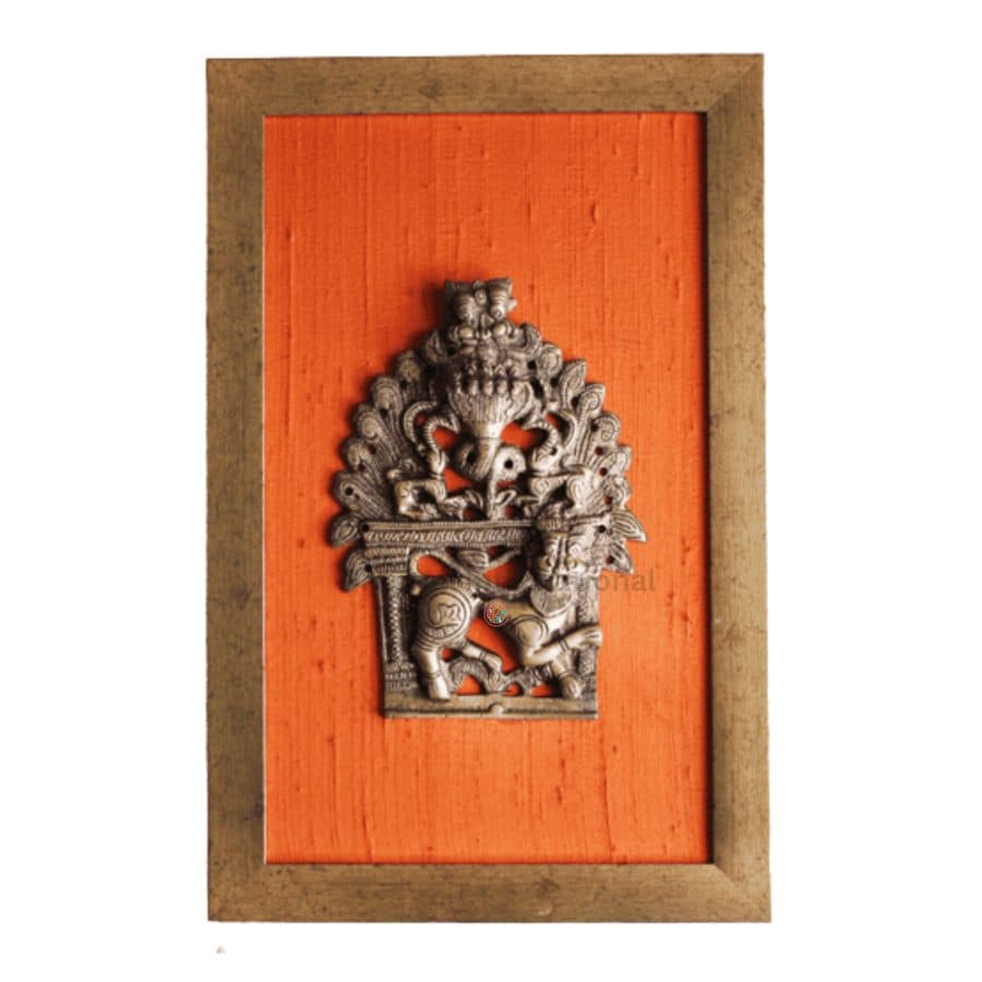 Brass Temple Frame with Mythical Yali | Framed Prabhavali Wall Art