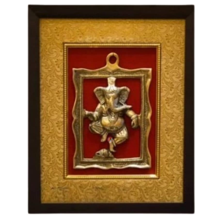 Brass Ganesh Wall Hanging Frame | Auspicious Decor for Divine Blessings