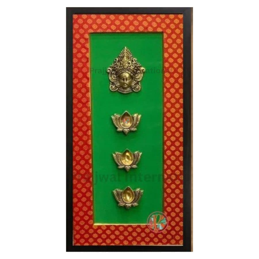 Brass Devi Face with Lotus Wall Hanging Frame â Grace and Serenity in Divine Form