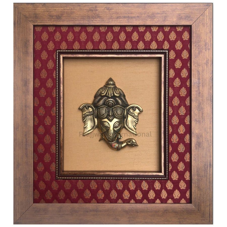 Brass Ganesh Face Wall Hanging Frame â Blessings of Wisdom and Prosperity