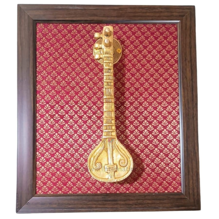 Brass Veena Wall Hanging Frame â Tribute to Music and Spiritual Harmony