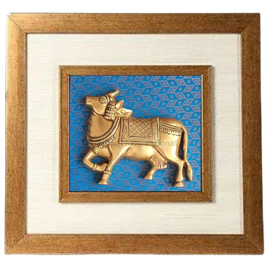 Brass Kamdhenu Cow Wall Hanging frame