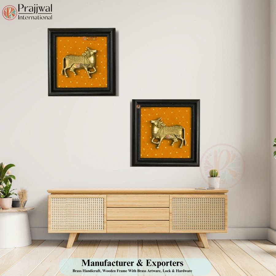 Cow Brass Wall Hanging | 9â x 9â | Traditional Handcrafted Decor
