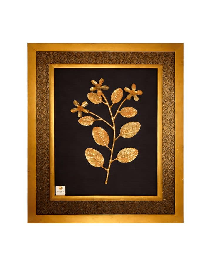 Brass 8 Leaves & Flower Wall Hanging Frame â 22x18 Inch | Handcrafted Brass Decorative Frame