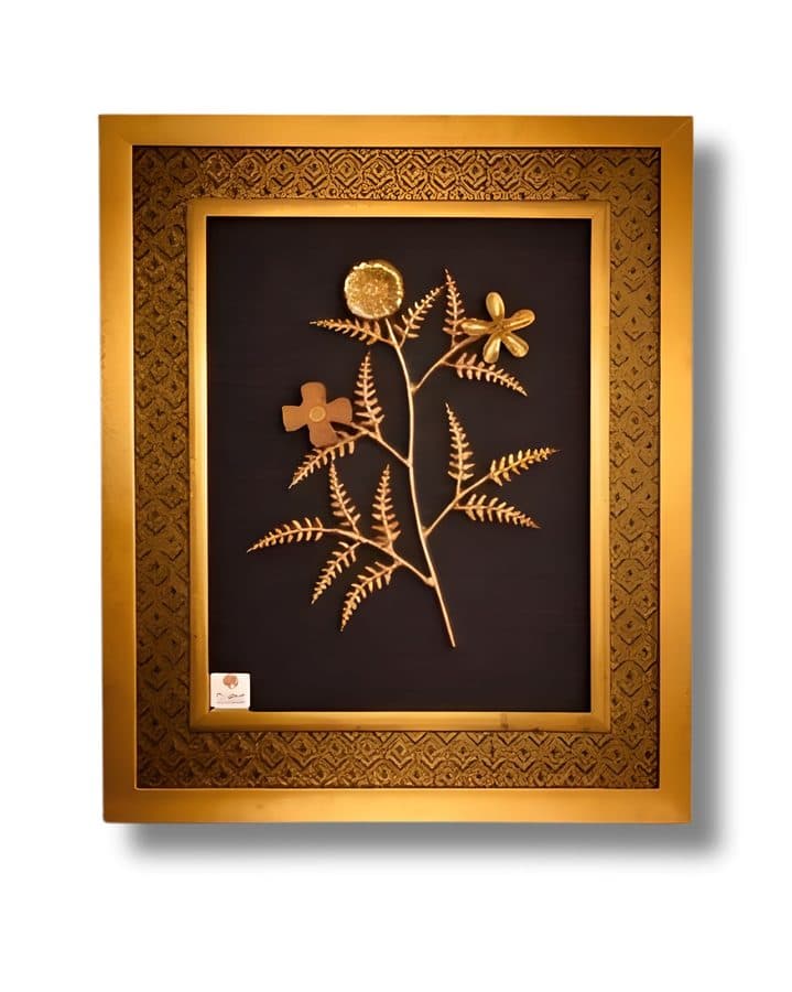 Brass 14 Leaves and Flowers Wall Hanging Frame â 22x18 Inch | Handcrafted Brass Decorative Frame