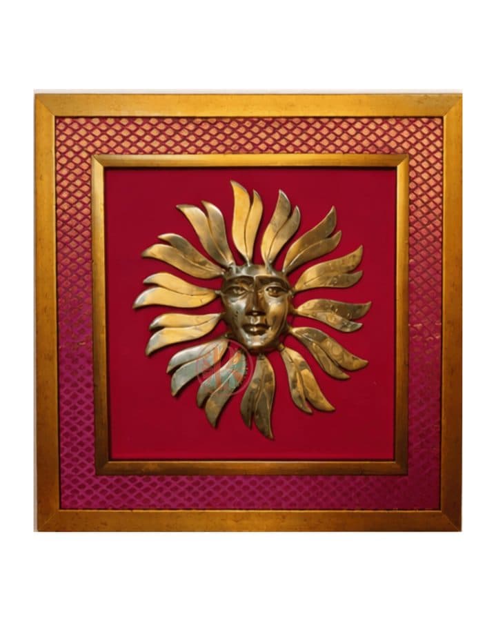 Brass Man Face Wall Hanging Frame â 20x20 Inch | Handcrafted Brass Decorative Art on Wooden Frame