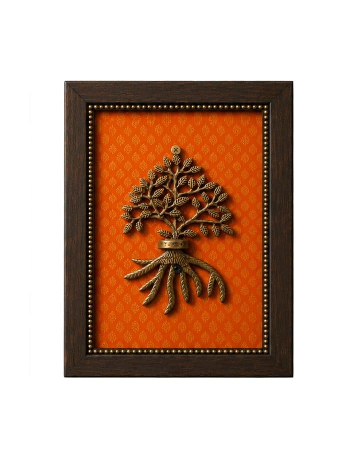 Brass kalpavriksha tree wall hanging frame