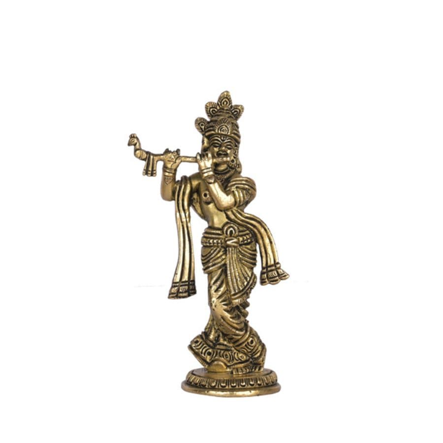 Baby Krishna On Leaf Wall Hanging Brass