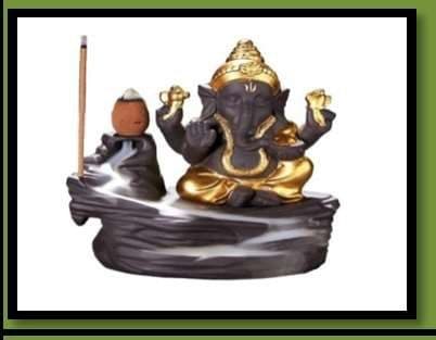 Gnesha Back Flow Smoke Fountain With Cones Brown and Gold G G