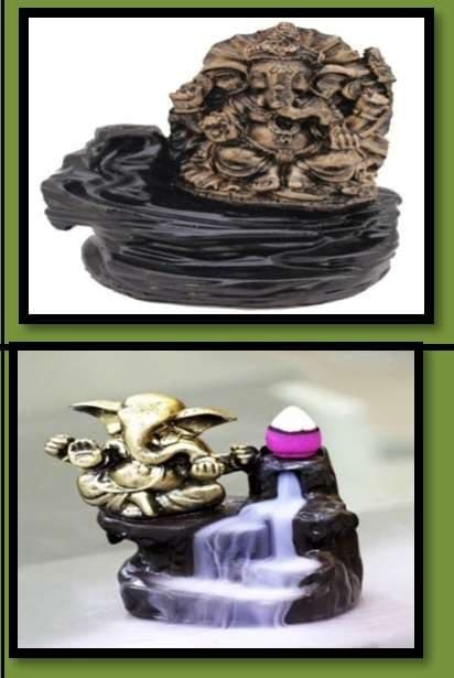 Gnesha Back Flow Smoke Fountain With Cones Brown and Gold G