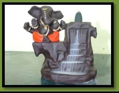 Gnesha Back Flow Smoke Fountain With Cones Brown and Orange G OR